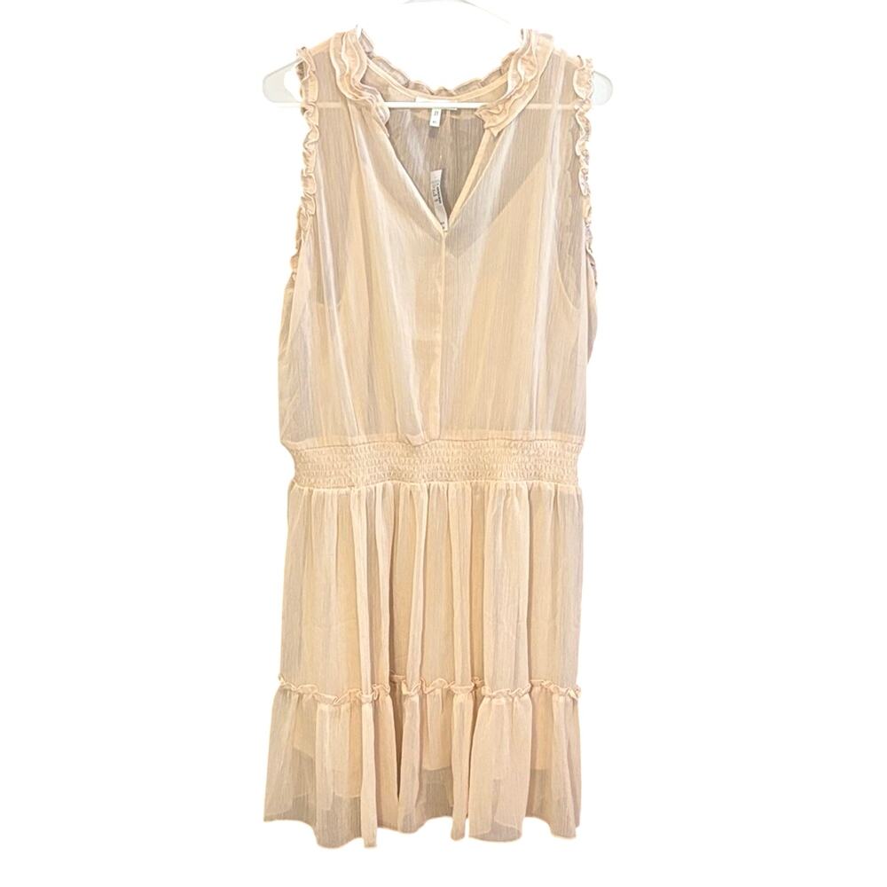 NWT Maurices XL Blush Ruffle Tiered Chiffon Mini Dress Romantic Boho